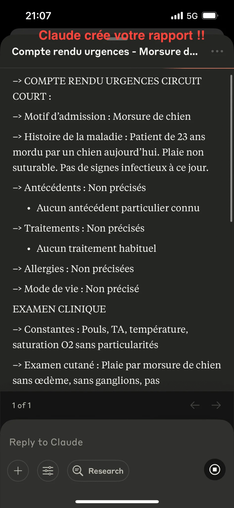 Le rapport est crée ! 